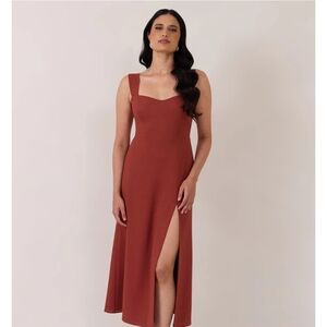 Elegant Rust Sleeveless Dress